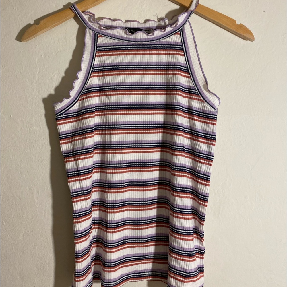 Art Class (Target) Girls High Neck Colorful Striped Top SIZE LARGE (10-12)